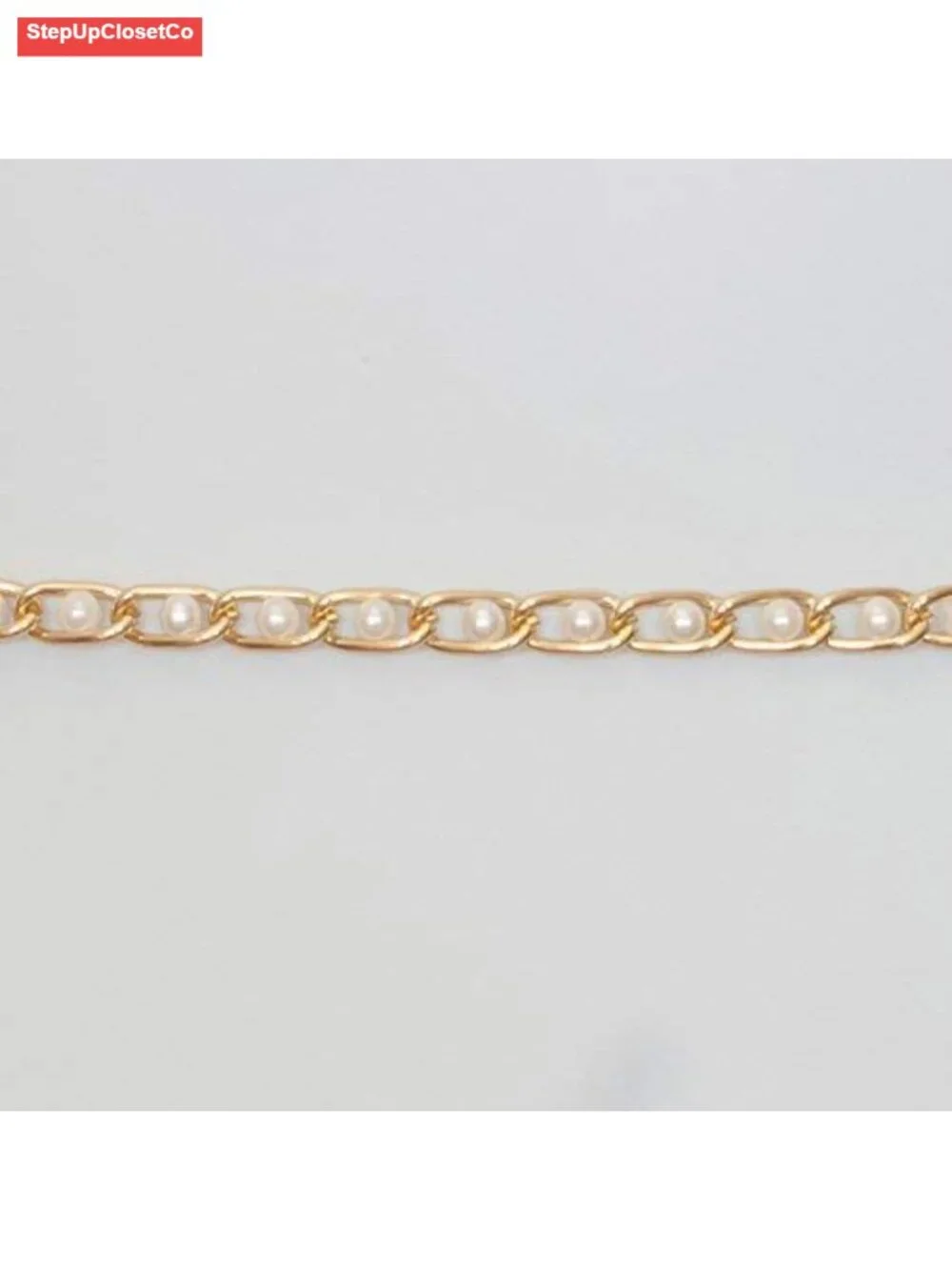 Faux Pearl Gold Chain Link Adjustable Waist Belt Plus Size